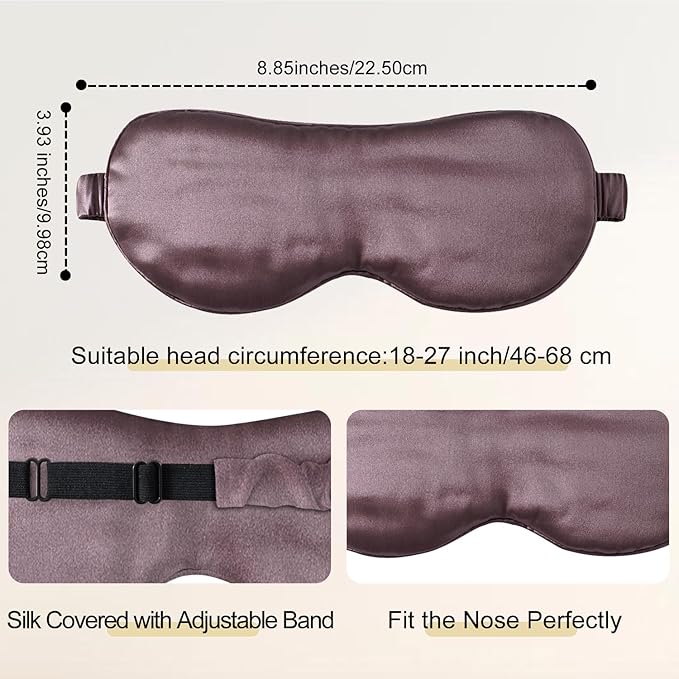ZIMASILK Adjustable 100% 22 Momme Mulberry Silk Sleep Mask for Sleeping, Filled with Premium Mulberry Silk, Softest & Breathable Eye Sleeping Mask (Plum Wine) - Bloomnest
