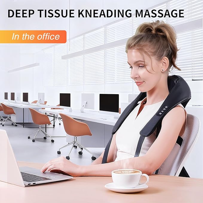 TISSCARE Neck Massager for Pain Relief Deep Tissue with 2 Heat Levels, Hands-Free Shiatsu Kneading Back Massager for Shoulder & Whole Body, Plug-in for Home Office Car, Ideal Gift for Women Men - Bloomnest