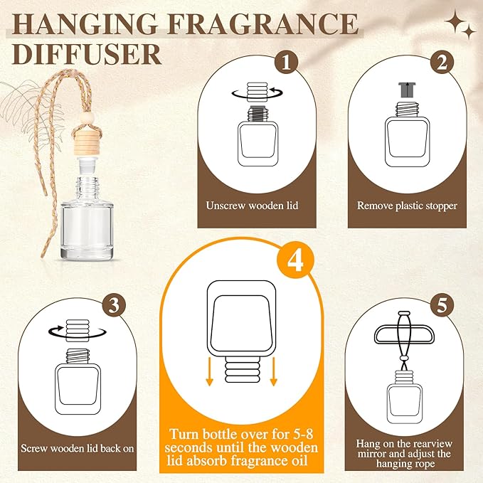 AROIC Car Air Freshener for Women, 6 Pack Air Freshener Diffuser, Hanging Air Fragrance Essential Oil Diffuser, Car Scents Accessories Cute Car Interior Decor Unisex (Light Fragrance) - Bloomnest