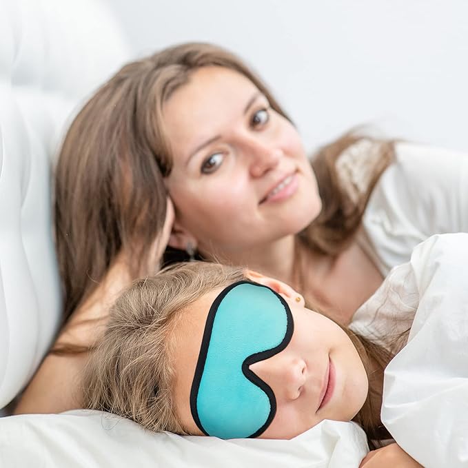 2 Pieces 3D Sleep Mask for Kids Memory Foam Contoured Eye Mask, Travel Sleep Eye Cover with Adjustable Strap, 3D Blindfolds(Black and Green) - Bloomnest