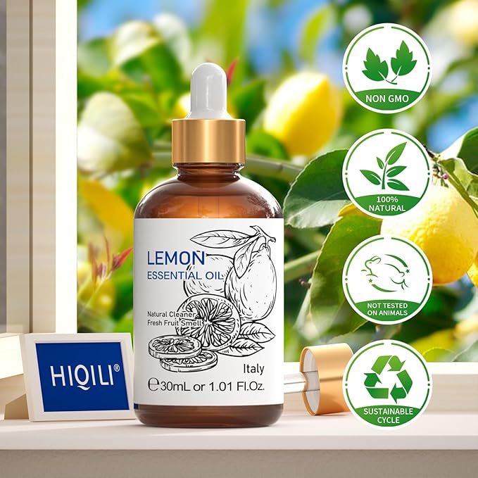 HIQILI Lemon Essential Oil, 100% Pure Undiluted for Cleaning, Skin, Diffuser - 1 Fl Oz/30ML - Bloomnest