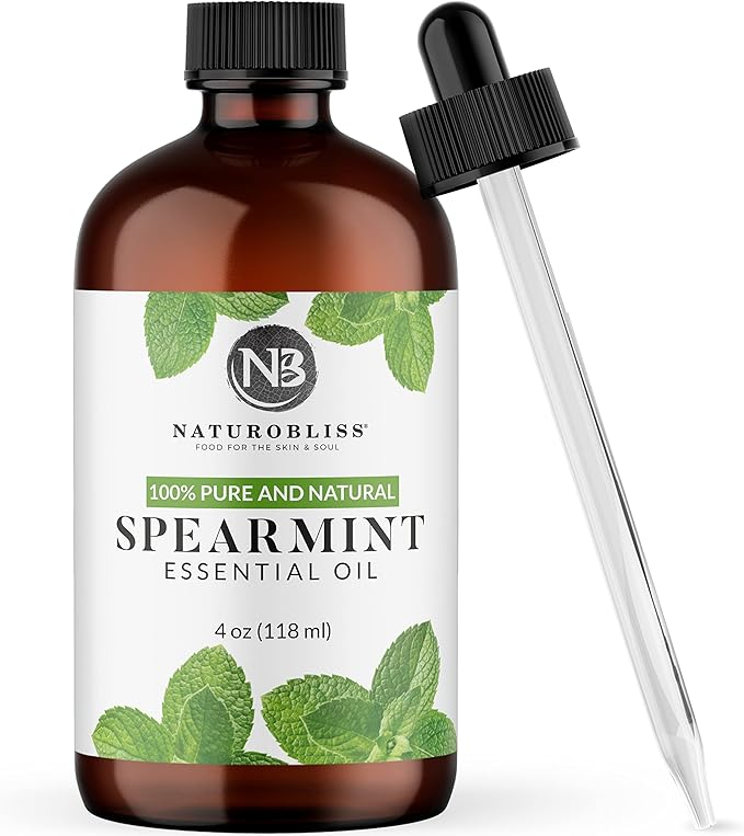 NaturoBliss Spearmint Essential Oil, 100% Pure and Natural Therapeutic Grade, Premium Quality Spearmint Oil, 4 fl. Oz - Perfect for Aromatherapy and Relaxation - Bloomnest