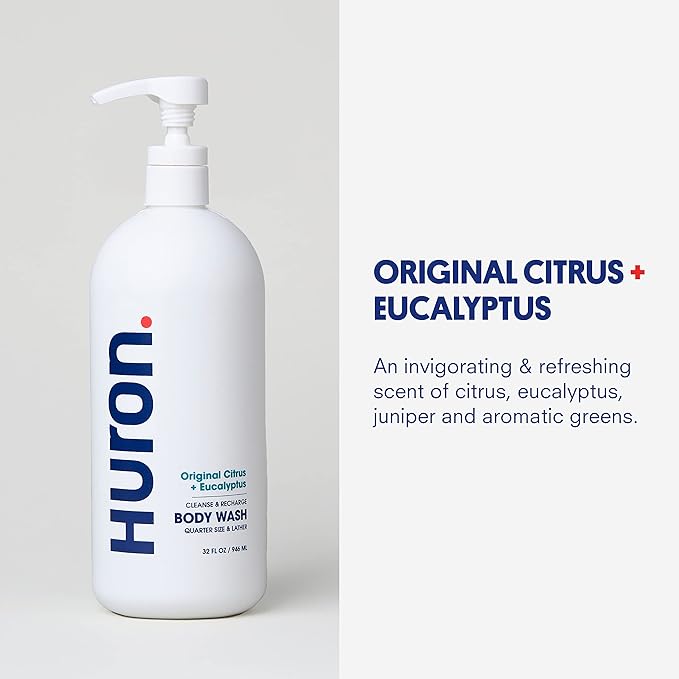 Huron Men's Moisturizing Body Wash - Crisp Citrus, Eucalyptus, Mint, Aromatic Greens - 32 fl oz - Bloomnest