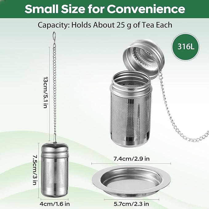 316L Stainless Steel Tea Infuser – Extra Fine Mesh Loose Leaf Tea Steeper for 8–32 oz Mugs, Bottles & Teapots, Dishwasher Safe (2 Pack) - Bloomnest