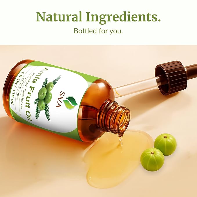 SVA Amla Oil 4oz (118ml) Premium Carrier Oil With Dropper For Hair Care, Hair Oiling, Scalp Massage, & Skin Care - Bloomnest