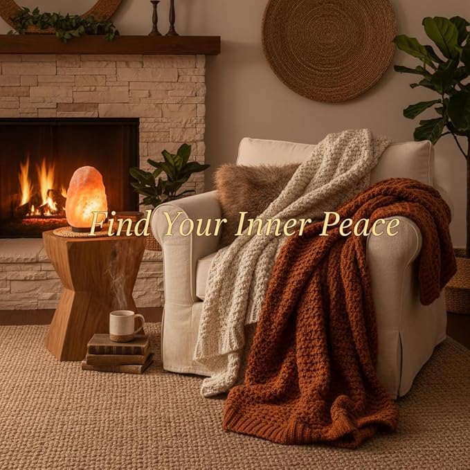 Himalayan Glow Natural Himalayan Salt Lamp, Crystal Salt Lamps, Real Wood Base with Dimmer Switch, Handmade Salt Lamp, Gift Lamp, Holiday Gift, ETL Certified | 6-8 LBS - Bloomnest