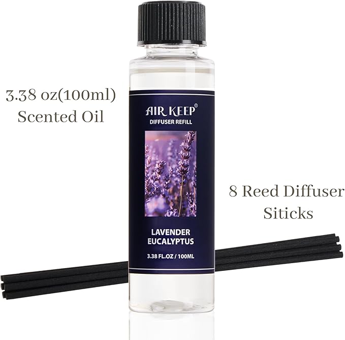 Airkeep Reed Diffuser Oil Refill/Lavender Field/3.38 oz / 1 Pack/Air Freshener & Aromatherapy Essential Oil Blend for Home Fragrance – Scented Refill Oil for Bathroom, Bedroom & Home Decor - Bloomnest
