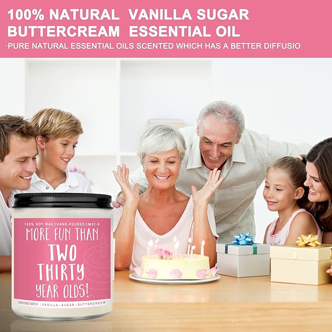 60th Birthday Gifts for Women, Perfect Birthday Present, Funny Presents for Mom, Friends, Wife, Sister, 7oz Vanilla Cream-Scented Candle - Bloomnest