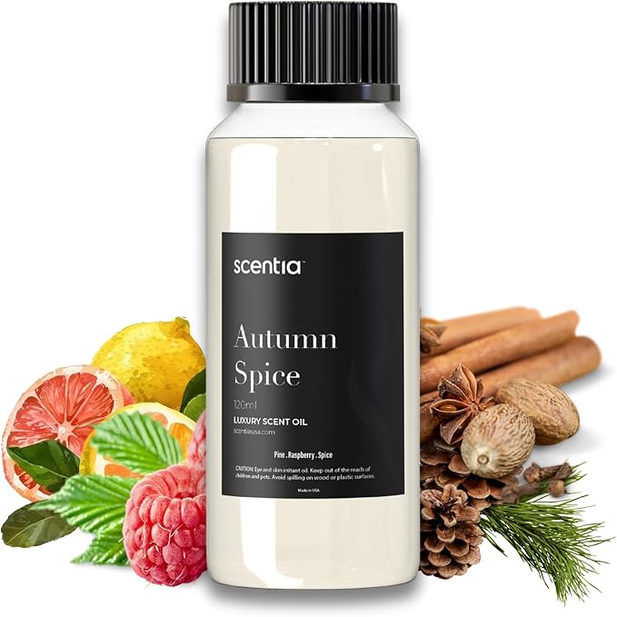 Scentia Autumn Spice Essential Oil Blend – 120ml Fall Diffuser Oil with Pumpkin Spice Notes | Home, Halloween & Thanksgiving Décor | Aromatherapy, Candle & Soap Making Scentia