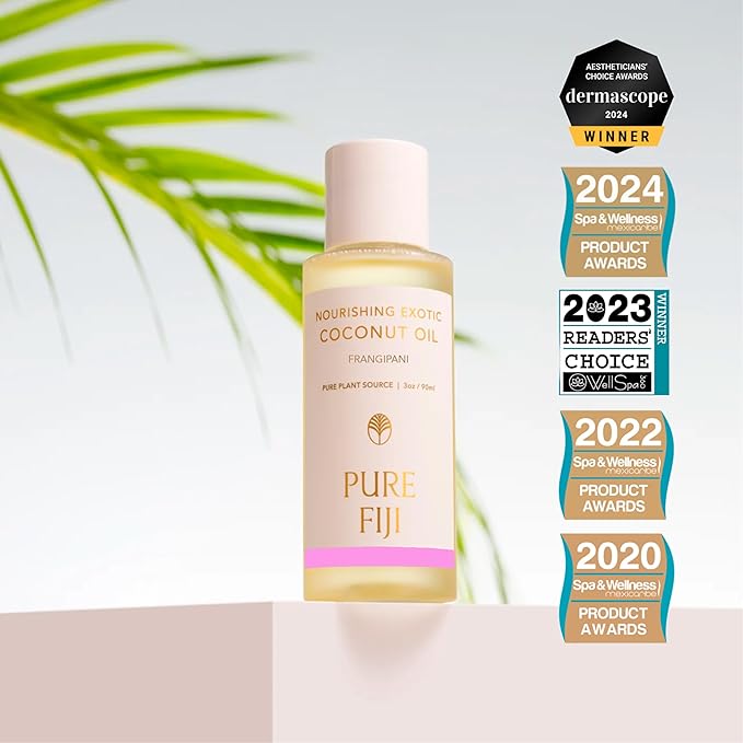 PURE FIJI Travel Size Nourishing Exotic Coconut Oil, Frangipani (3oz/90ml)