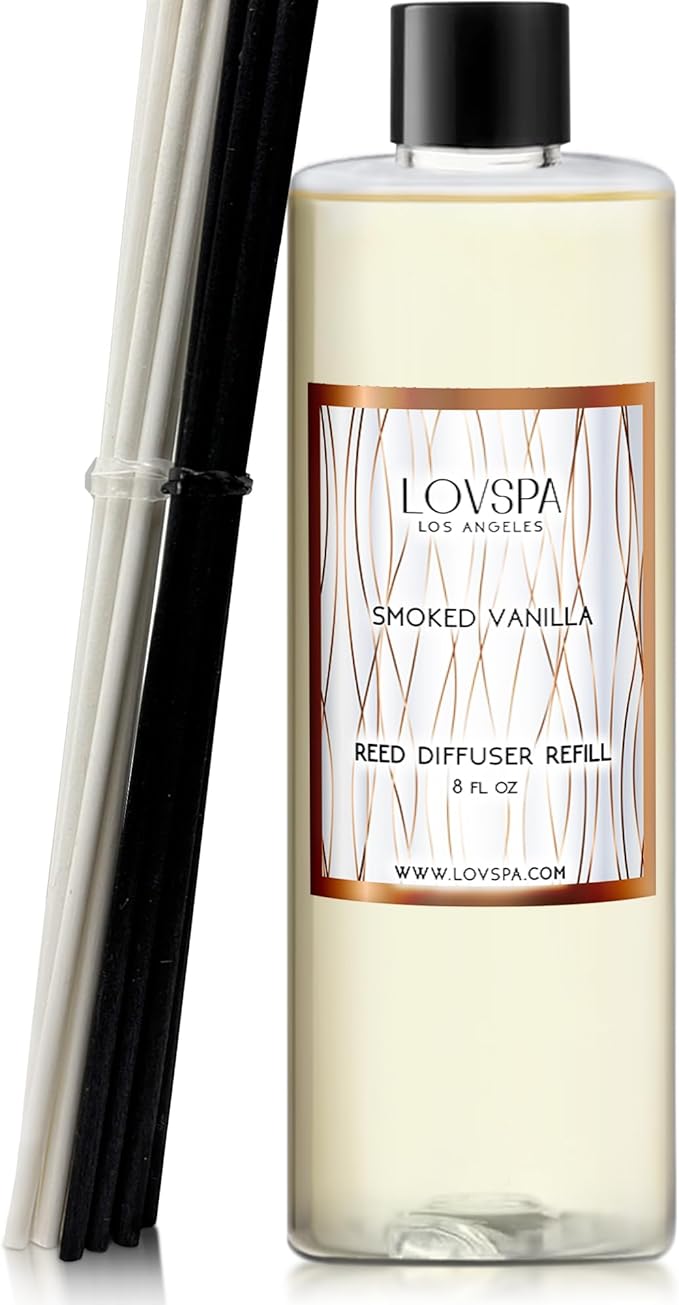 LOVSPA Smoked Vanilla Diffuser Oil - Essential Oils for Diffuser Refill & Air Freshener Room Spray - Long-Lasting & Natural Home Fragrance, Scented Oil for Diffusers, USA Made, 8 oz - Bloomnest