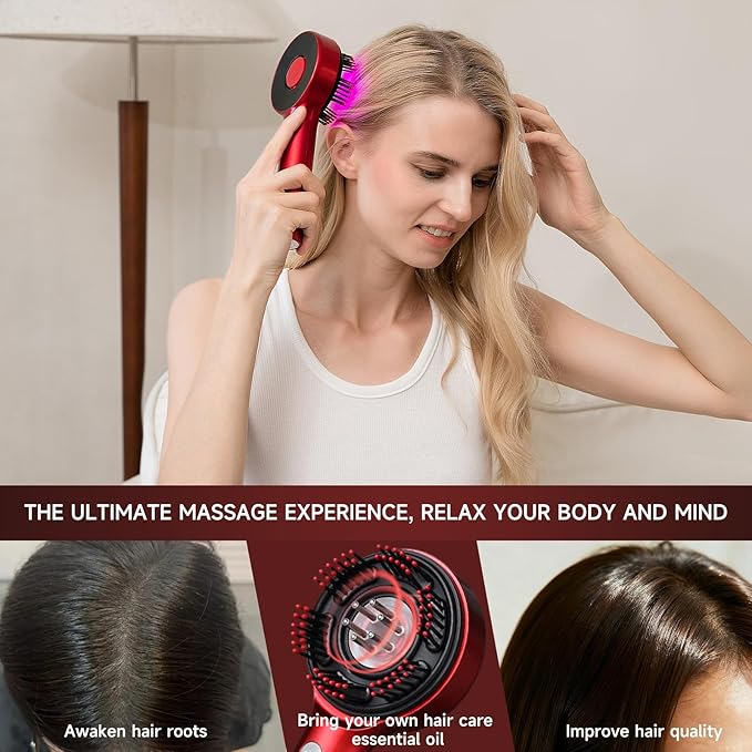 Trvtve 3-in-1 Electric Scalp Massage Comb, Hair Oil Applicator, Five-Level Head Scratching, Soothing and Relaxing to Prevent Hair Loss, Portable Home Massage Comb for Men and Women, Ipx7 Waterproof TRVTVE