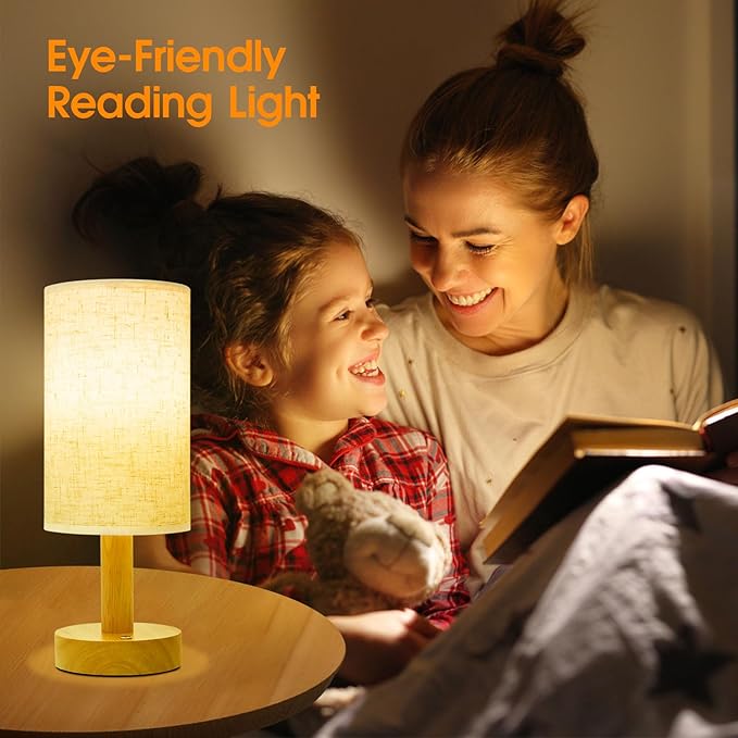 Rechargeable Cordless Table Lamp,Touch Control&Stepless Dimming,Wireless Bedside Ambient Night Light with Wood Base&Linen Shade,Portable Battery Lamp for Bedroom,Nightstand,Nursery,Camping,Outdoor - Bloomnest