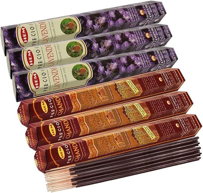 Precious Lavender Incense Sticks and Precious Chandan Sandalwood Incense Sticks with Incense Holder Bundle for Spiritual Décor and Home Fragrance