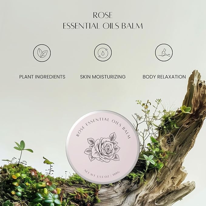 benatu Rose Oil Massage Balm for Dry Skin Care, Scented Body Butter with Vitamin E for Women and Men, Moistening & Firming Body Oil, Blends with Cedar, Ylang Ylang, Patchouli 3.53 oz