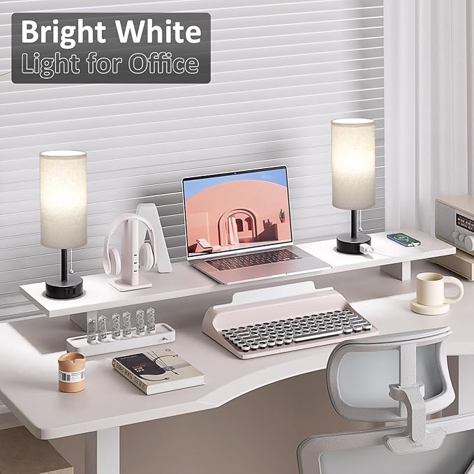 Fenmzee Bedside Table Lamps Set of 2-3 Color Temperatures Pull Chain Lamp with AC Outlet Charging Port, Round Night Stand Lamps for Bedroom Guest Room Office, Small Bed Side Light with E26 LED Bulbs - Bloomnest