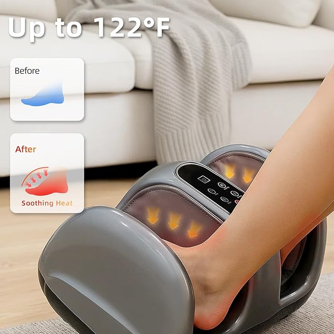 Shiatsu Foot Massager with Heat, Foot and Calf Massager Foot Massaging Machine for Home Office Use - Gifts for Men and Women (Grey) - Bloomnest