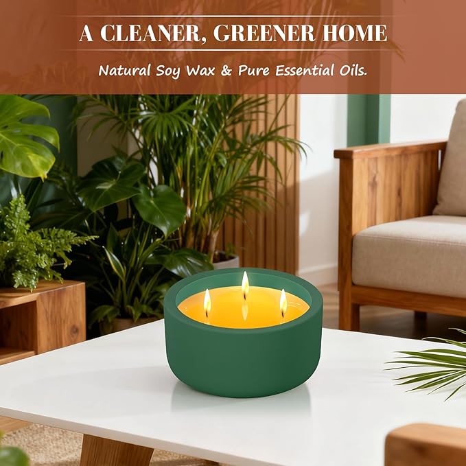 Viyffo Fall Candles - Pine & Cinnamon, 3 Wick Large Scented Candle, 20oz Soy Candles for Women & Men, Non Toxic Aromatherapy Candle, Ceramic Velas Perfect for Autumn Home Decor & Gift - Bloomnest