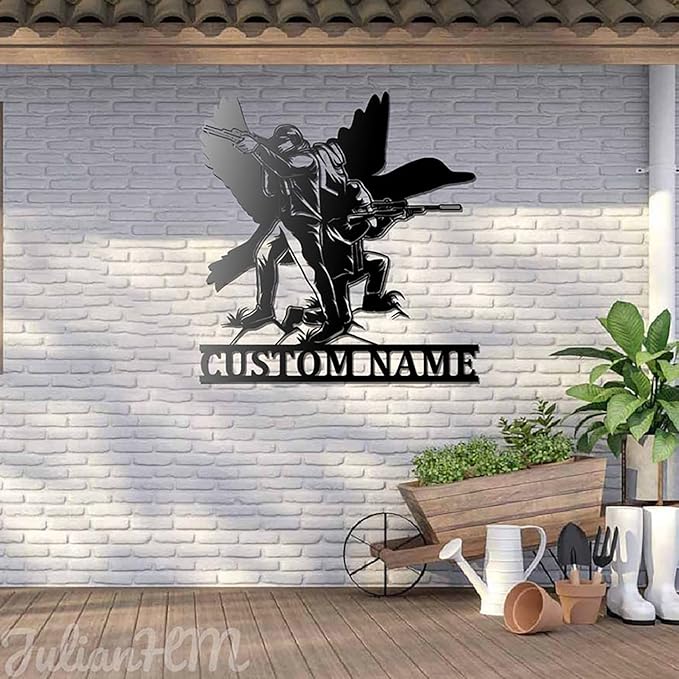 Lovely POD Personalized Metal Sign - Custom Name Father and Son Hunting Led Lights Wall Art, Personalized Hunter Name Decoration for Home, Duck Hunting Metal Home Decor - Bloomnest
