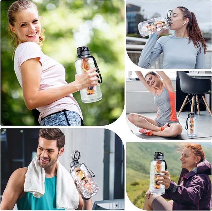UTEBIT Fruit Infuser Water Bottle - 68 OZ Leakproof Plastic Infusion Bottle With Straw for Gym, Camping, Travel, Outdoor - Bloomnest