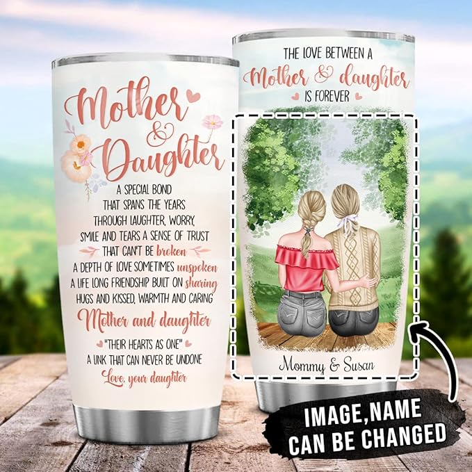 wowcugi Mom Tumbler Personalized Gift For Mom From Daughter Mother Daughter Tumblers 20oz 30oz Coffee Travel Mugwith Lid Birthday Mother's Day Christmas Presents For Moms Mommy Mothers - Bloomnest