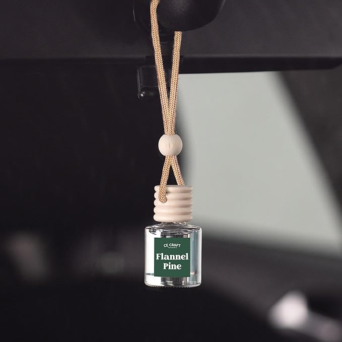 C&E Craft Co Hanging Car Air Freshener Diffuser 2 Pack, Long Lasting Fragrance Oil Car Freshener, Glass Bottle Auto Air Freshener, Made in USA (Flannel Pine) - Bloomnest