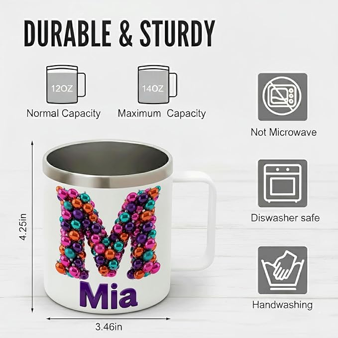 Personalized Christmas Insulated Coffee Mug with Handle – Double Wall Stainless Steel Travel Tumbler for Hot & Cold Drinks – Unique Holiday Gift for Men, Women, & Kids(B127) - Bloomnest