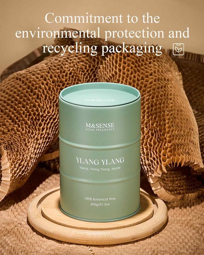 M&SENSE Ylang Ylang Scented Candles Large, Natural Soy Candles 21.2oz 120 Hour Slow Burning,Aromatherapy Candle for Stress Relief Meditation Relaxing - Bloomnest