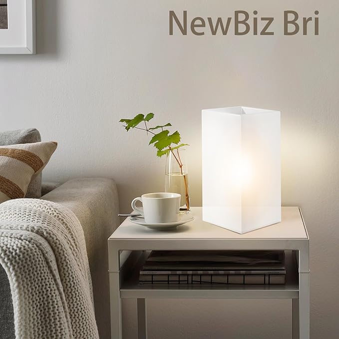 9 Inch Square Table Lamp with White Frosted Glass Shade Stylish Ball Light Lamp for Bedroom Living Room and Bookshelf Modern Design Perfect for Home Decor, Without Bulb - Bloomnest