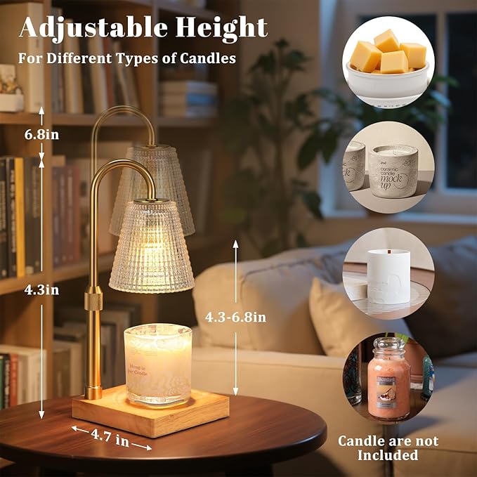 Adjustable Candle Warmer Lamp with Timer Dimmer,Birthday Gifts for Women Mom Sister,House Warming Gifts New Home Room Decor,Vintage Wax Warmer for Scented Wax Jar Candles
