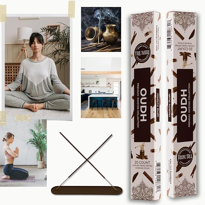 Oud Incense Sticks - Agarwood - Total 120 Insence-Sticks - 6 Packs of 20 Insense - Inciensos - Inscents - Natural Non Toxic Ingredients - Incents - Incence - Inscense - Insents TRUMIRI