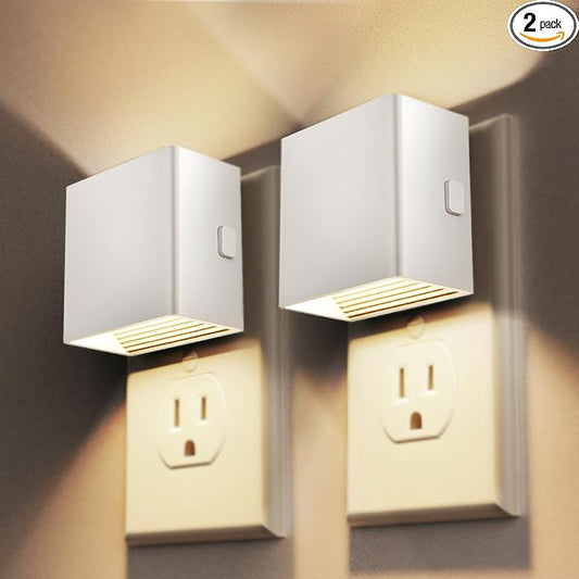 DORESshop LED Night Lights Plug into Wall [2 Pack], Plug in Nightlight, 3 Level Brightness Adjustable Night Light, Dusk to Dawn Sensor, Nightlights for Adults, Bedroom, Bathroom, Hallway, White - Bloomnest