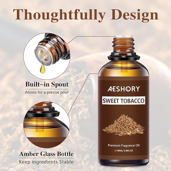 Sweet Tobacco Fragrance Oil 3.38FL.OZ - Aromatherapy Essential Oils for Diffusers for Home, Sweet Tobacco Scented Oils for Massage, Soap Candle Making Scents - 100ML - Bloomnest