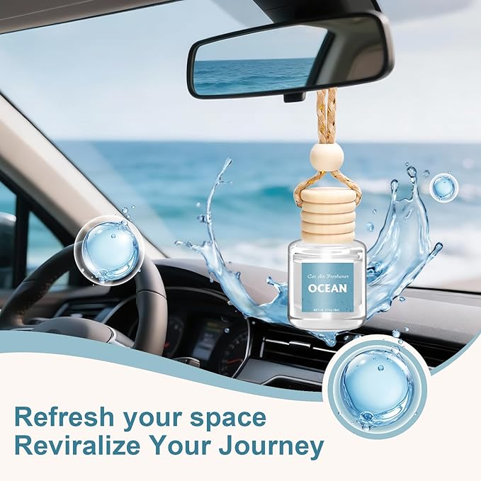 AROIC Car Air Freshener 6 Pack, Long Lasting Fresh Aroma Diffuser Set for Men & Women, Natural Essential Oil Fragrance Diffuser for Removing Odors, Auto Interior Decor Accessories Unisex (Ocean Scent) - Bloomnest