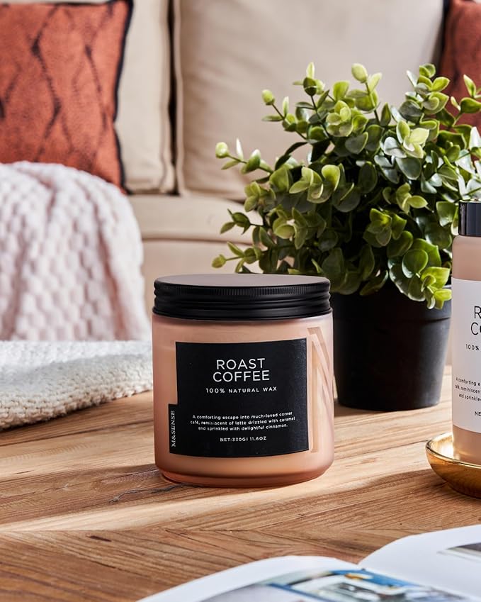 M&SENSE Coffee Candles Scented Strong, 2 Wick 11.6oz 70 Hours Burning Time Organic Natural Soy Wax Candle for Bedroom Kitchen Home Decor, Housewarming Gift for Men and Women - Bloomnest