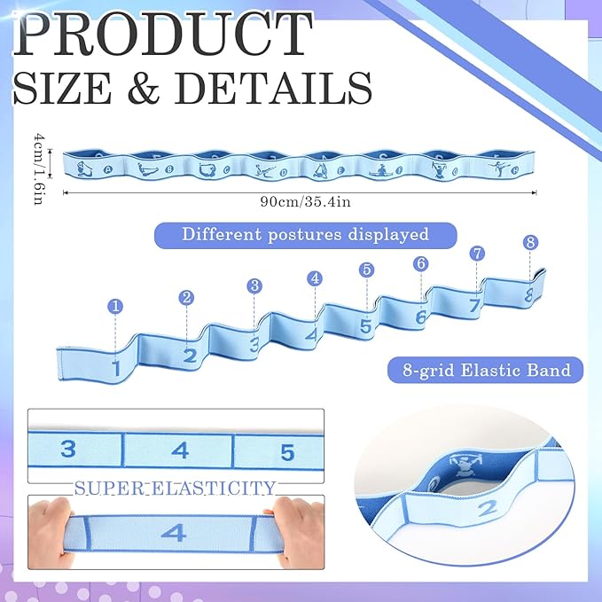 Stretch Strap for Kids Elastic Gymnastics Stretching Ballet Dance Band with 8 Loops Adjustable Exercise Training Resistance Strap for Children Stuff Pilates Latin Yoga Equipment - Bloomnest