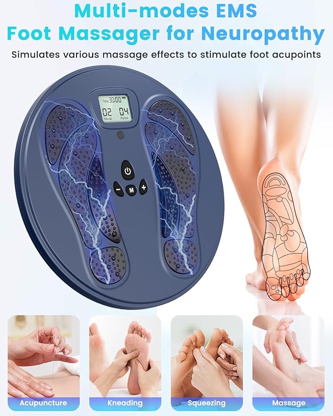 Rechargeable Foot Massager for Neuropathy, TENS & EMS Circulation Stimulator with Remote Control, 50 Intensities – Foot Leg Massager for Circulation and Pain Relief - Bloomnest