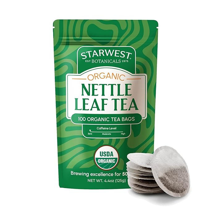Starwest Botanicals Organic Nettle Leaf Tea - Caffeine Free Herbal Tea, Promotes Calm, USDA Organic Nettle Leaf, String Free Sachets, Non GMO - Bulk Pack, 100 Tea Bags - Bloomnest