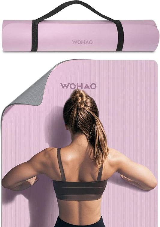 Extra Thick 8mm Yoga Mat, 72"x28" Non Slip Exercise Mat, Reversible 2-Sided Dual Color Premium POE Material, with Carrying Strap for Yoga, Pilates, Home Gym - Bloomnest