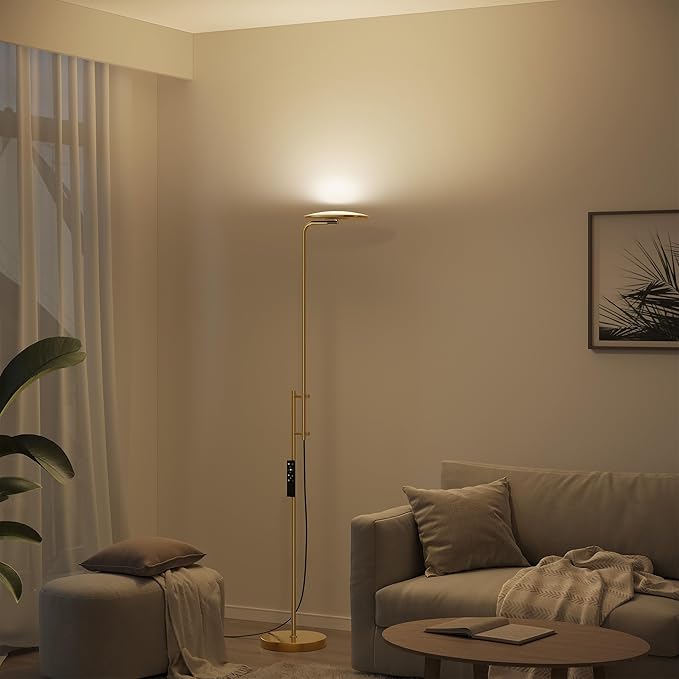 SUNMORY 32W/3000LM Floor Lamps, Super Bright LED Standing Lamp with Remote Control, Adjustable Tall Lamp with 350°Rotating Head, Modern Dimmable Torchiere Corner Lamp for Living Room, Bedroom, Office - Bloomnest