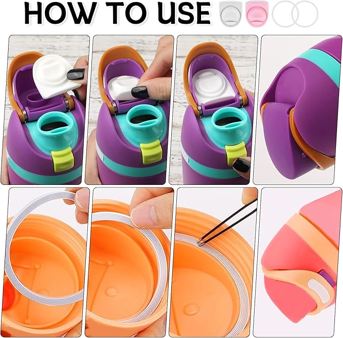 2 Sets Replacement Stopper and O Ring Gasket Compatible with Owala FreeSip 24oz 32oz,Water Bottle Lid Insert Cap Rubber Seal Parts for Owala 16/19/24/32/40oz Mouthpiece Accessories F9 Frokolla