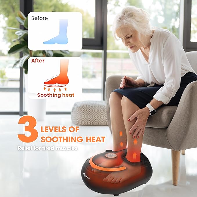 Foot Massager with Heat Shiatsu Foot Massager with Remote Deep Kneading Relief for Tired Electric Feet Massage Machine for Home and Office Gifts for Mom Dad Black - Bloomnest