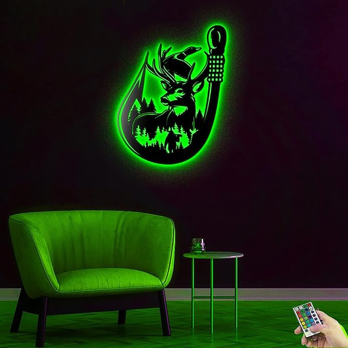 Lovely POD Personalized Hunting Metal sign, Hunting Art, Deer Hunting And Fishing Metal Wall Art Led Light Hunter Sign Decoration For Home, Deer Hunting Home Decor Housewarming Gifts - Bloomnest