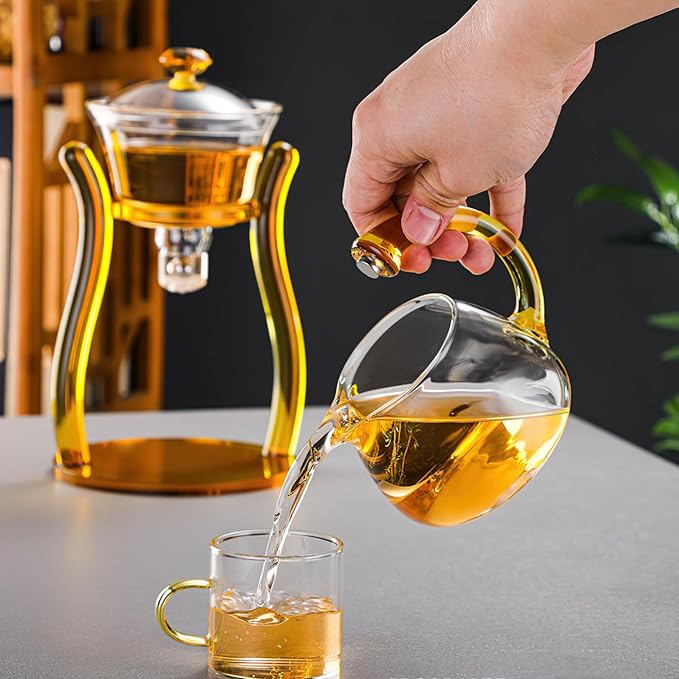 Semi Automatic Tea Set, Lazy Kungfu Tea Set, Lazy Kung Fu Drip Teapot, Magnetic Tea Pot With Magnetic Ball, Heat Resistant Gongfu Glass Teapot Set, Gift For Fathers Day, Thanksgiving Birthdays - Bloomnest