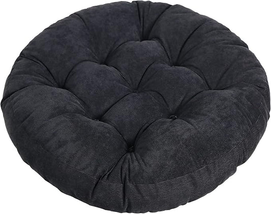 Tiita Floor Pillows Cushions Round Chair Cushion Outdoor Seat Pads for Sitting Meditation Yoga Living Room Sofa Balcony 22x22 Inch, Black