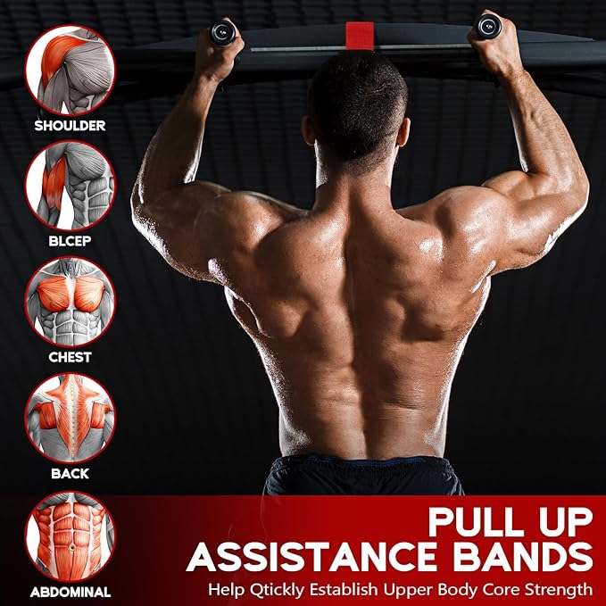 Pull Up Assistance Bands, Adjustable Heavy Duty Resistance Band for Pull Up, 3 Pull Up Bands, Comfortable Fabric Feet/Knee Rest, Assistance Bands for Pull-Up, Home Fitness, Body Stretching - Bloomnest