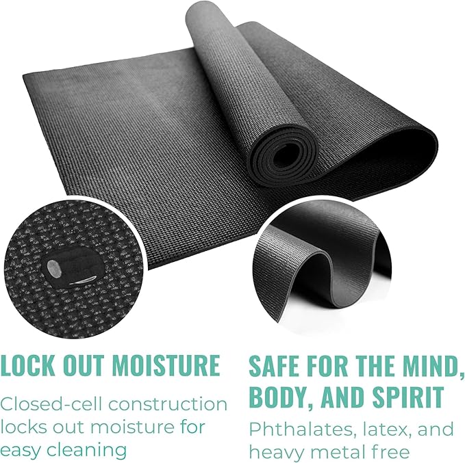 12-Pack Classic Yoga Mat With Carrying Strap, 68" x 24" Non Slip Exercise Mat, 4mm Thick Gym Mat, Bulk Non Toxic Yoga Mats for Home Workout, Schools, Classroom, and Studios - Bloomnest