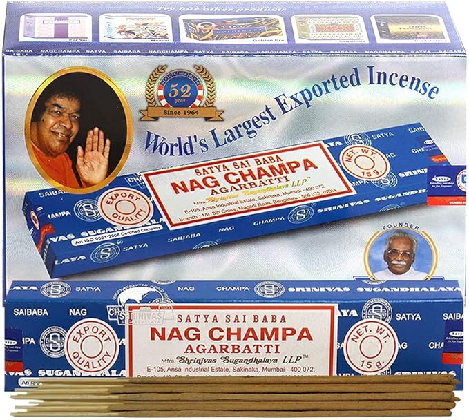 Nag Champa Incense Sticks 15g x 12 and Incense Stick Holder Bundle - Bloomnest
