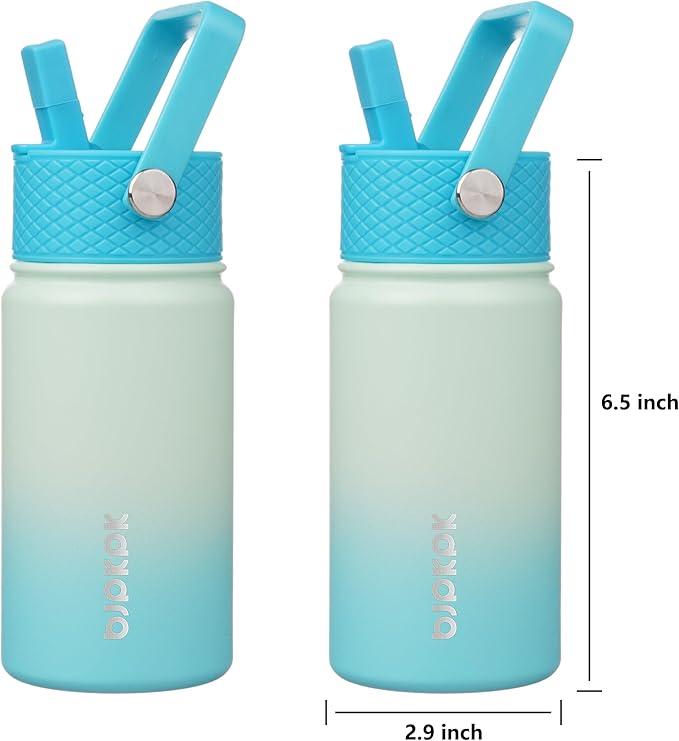 BJPKPK Insulated Water Bottle with Straw Lid, 15 oz Stainless Steel Metal Water Bottles, Reusable Leak Proof BPA Free Thermo, Flask, Cups - Mint - Bloomnest
