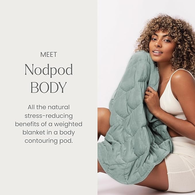 Nodpod Weighted Blanket & Sleep Mask Bundle – Ultra-Soft Body Blanket with Glass Beads + Light-Blocking Eye Mask – Relaxation, Comfort, Travel & Better Sleep - Sage - Bloomnest